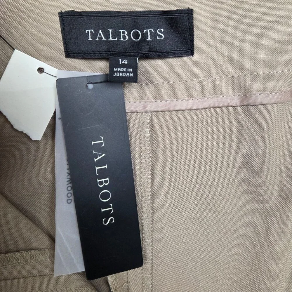 Talbots Hollywood Trouser Womens 14 Beige‎ Straight High Rise